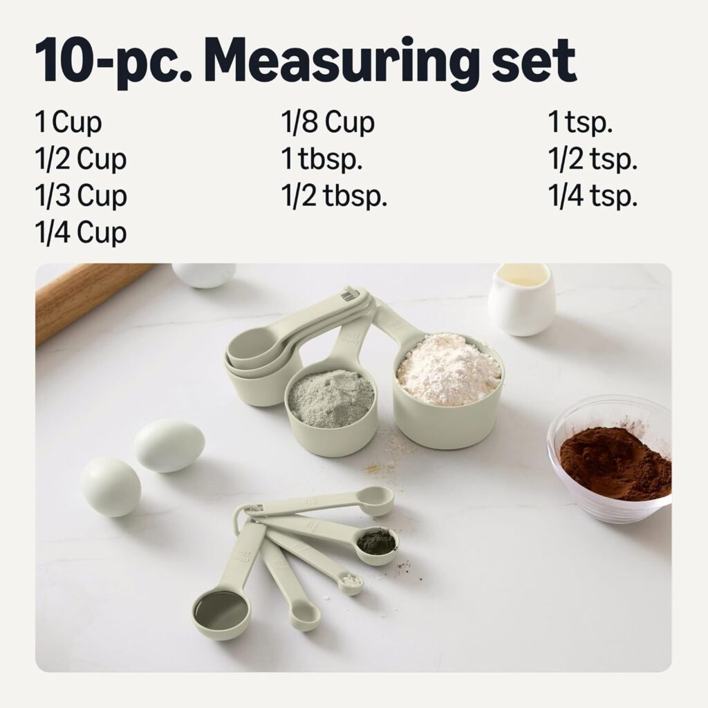 amazon basics measuring cups and spoons, 10 piece set, dishwasher safe, linen gray1 amazon basics measuring cups and spoons, 10 piece set, dishwasher safe, linen gray1
